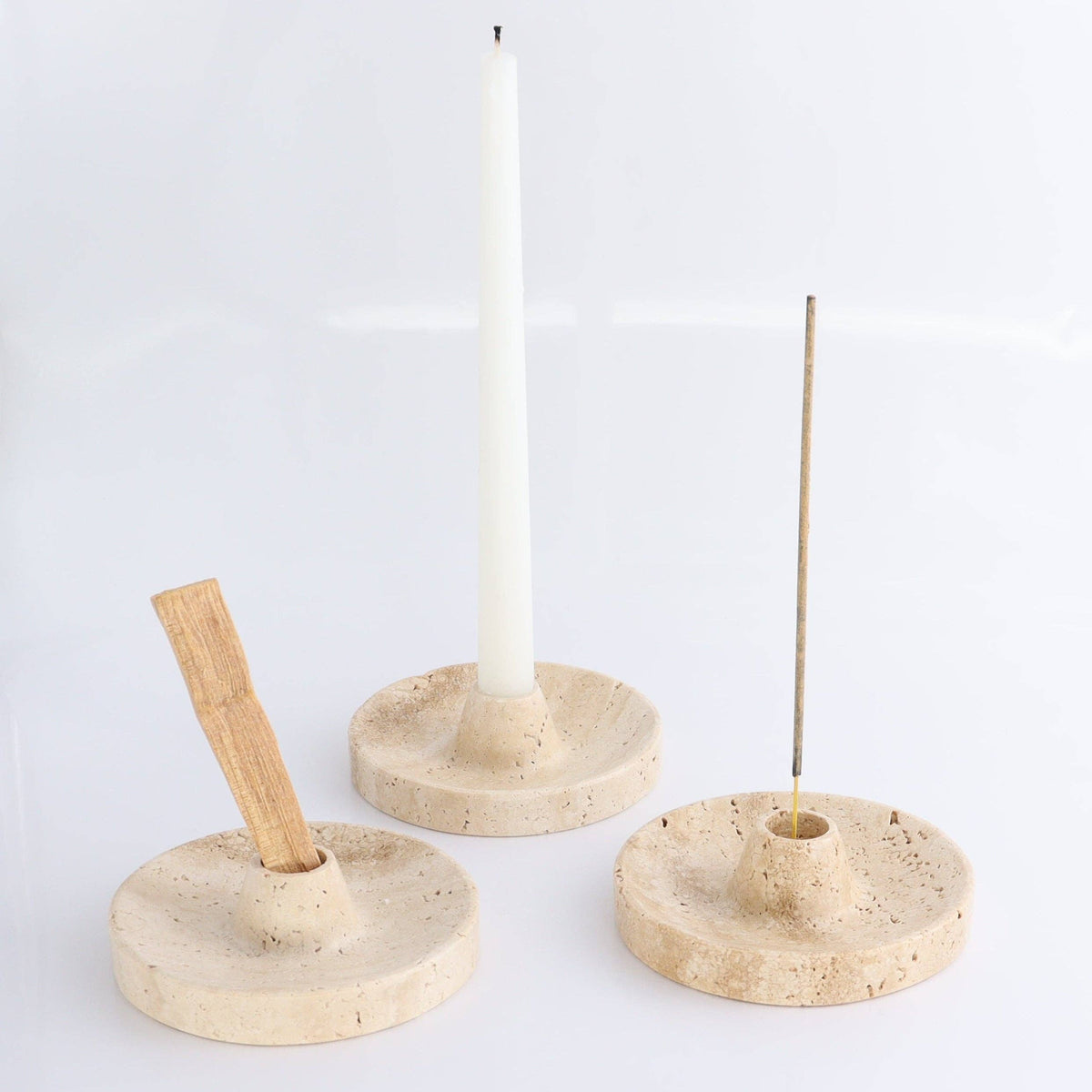 Travertine Palo Santo/Incense/Candle Holder