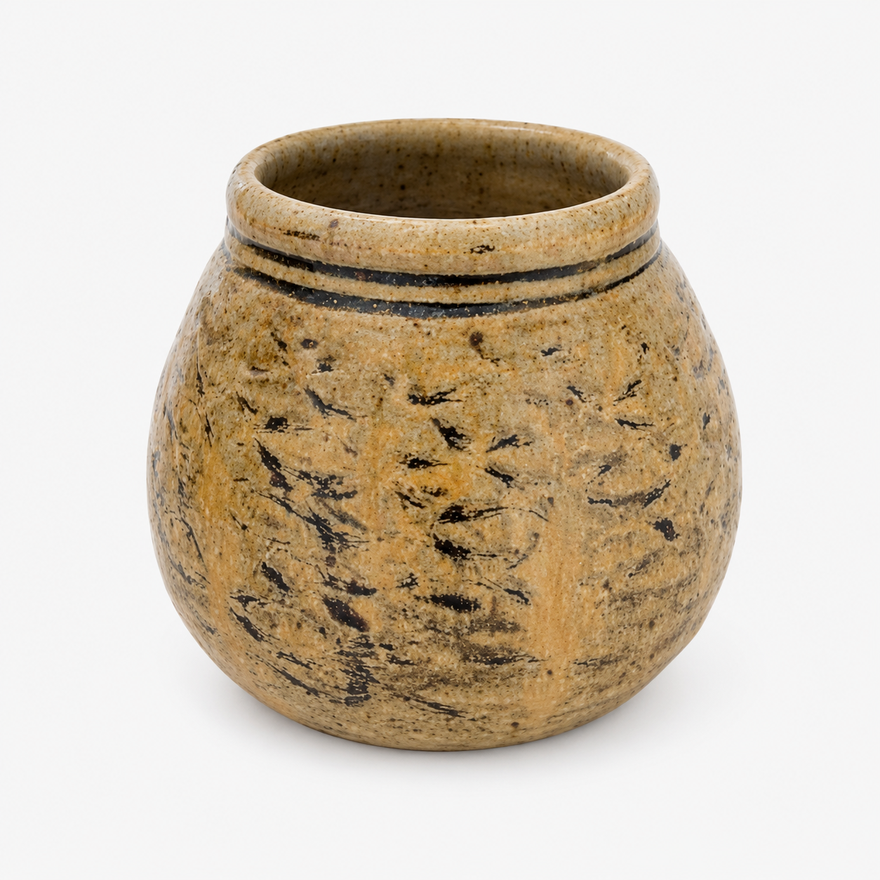 Small Ceramic Tan/Blue Pot