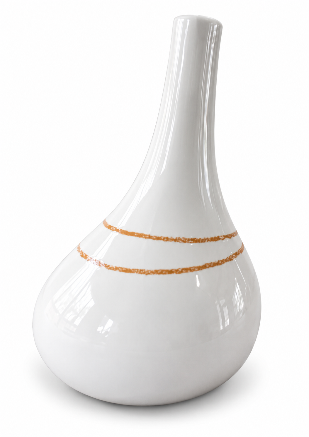 Medium Wht/Brwn Stripe Ceramic Vase