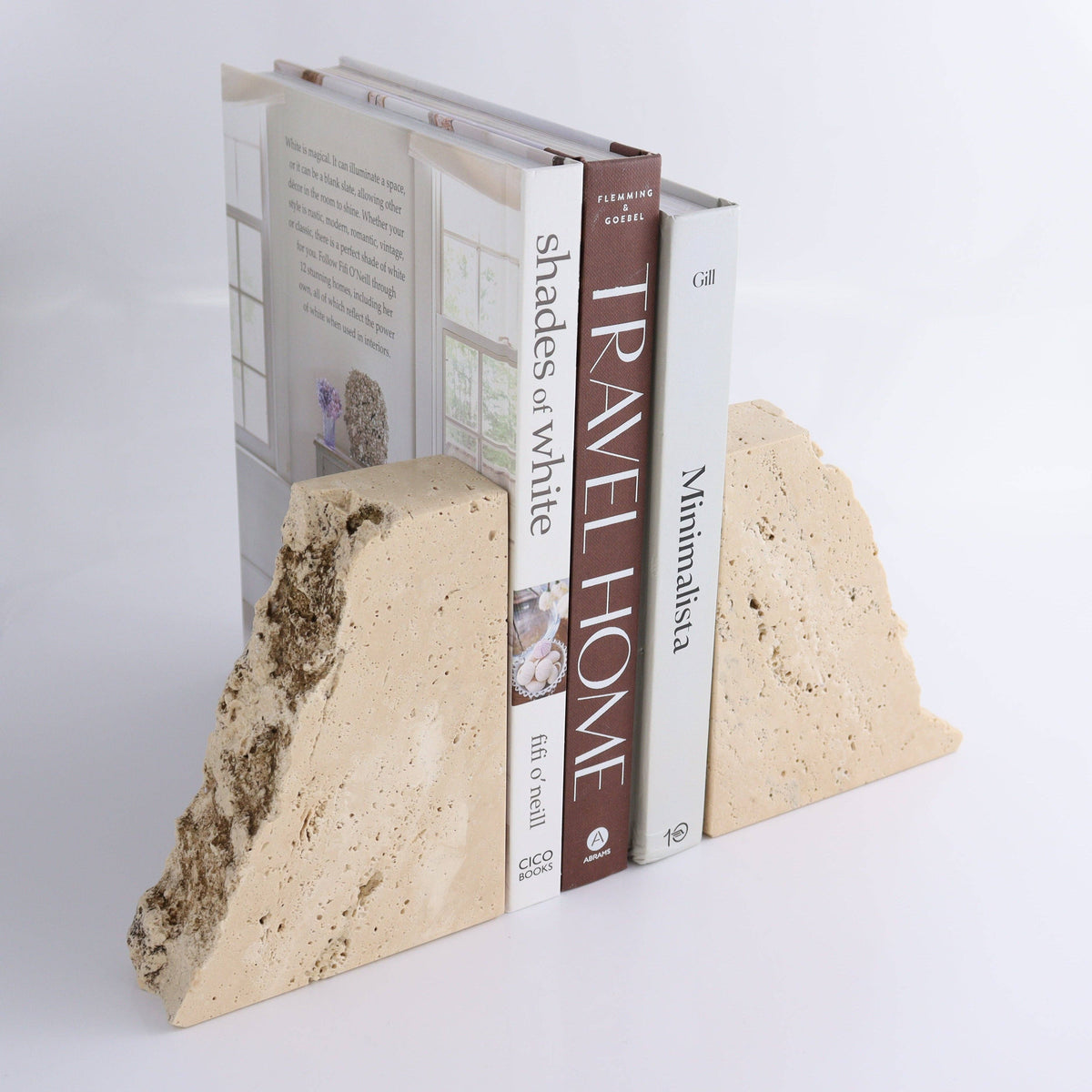 One Pair of Travertine Rough Bookends
