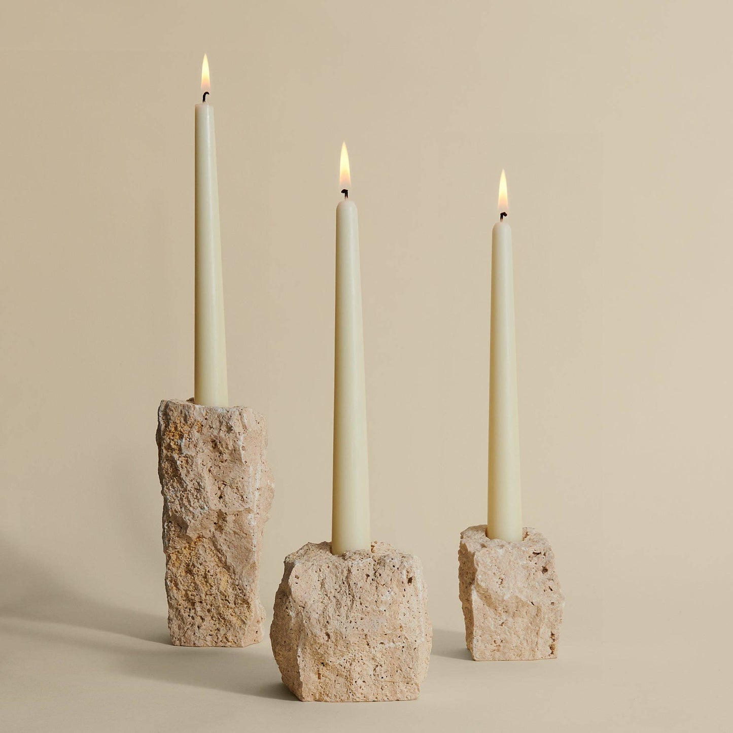 Medium Travertine Candlestick Holder