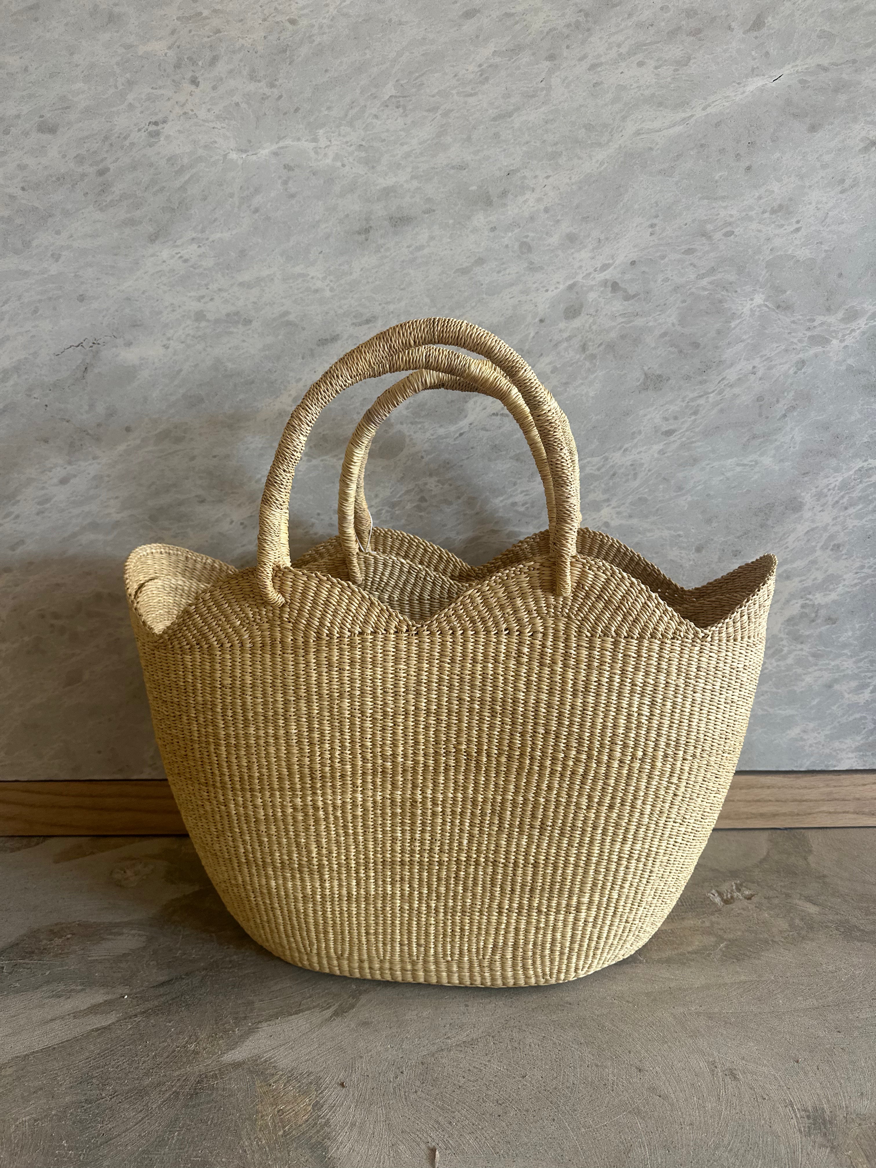 Scalloped Woven Tote