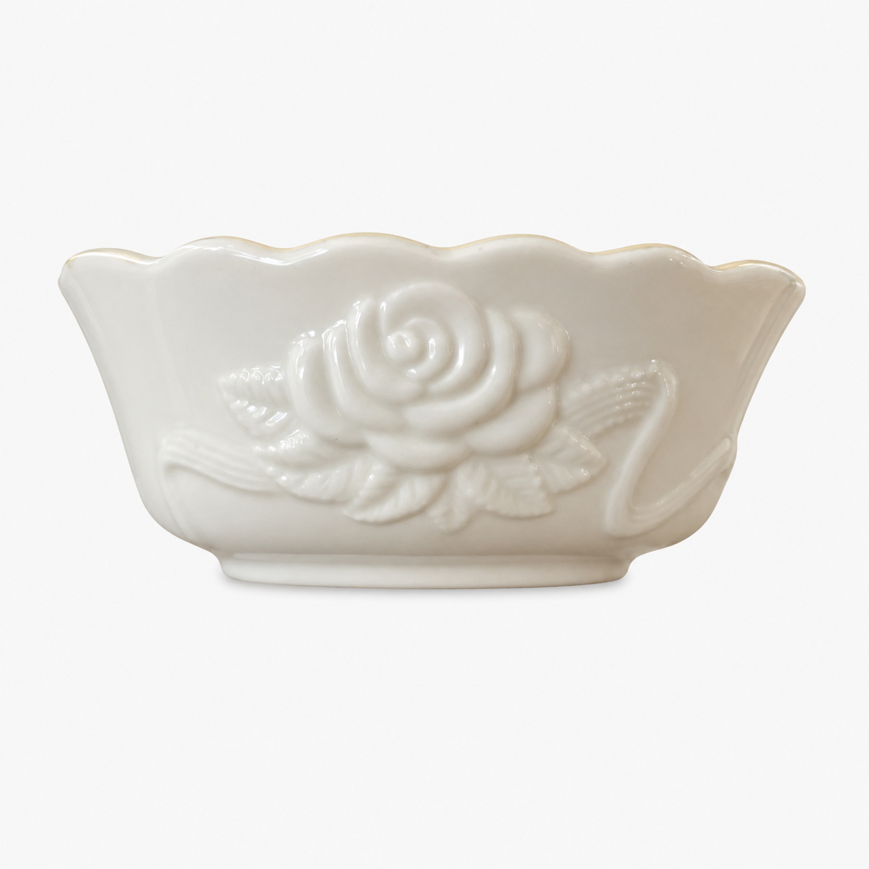 White Ceramic Rose Dish