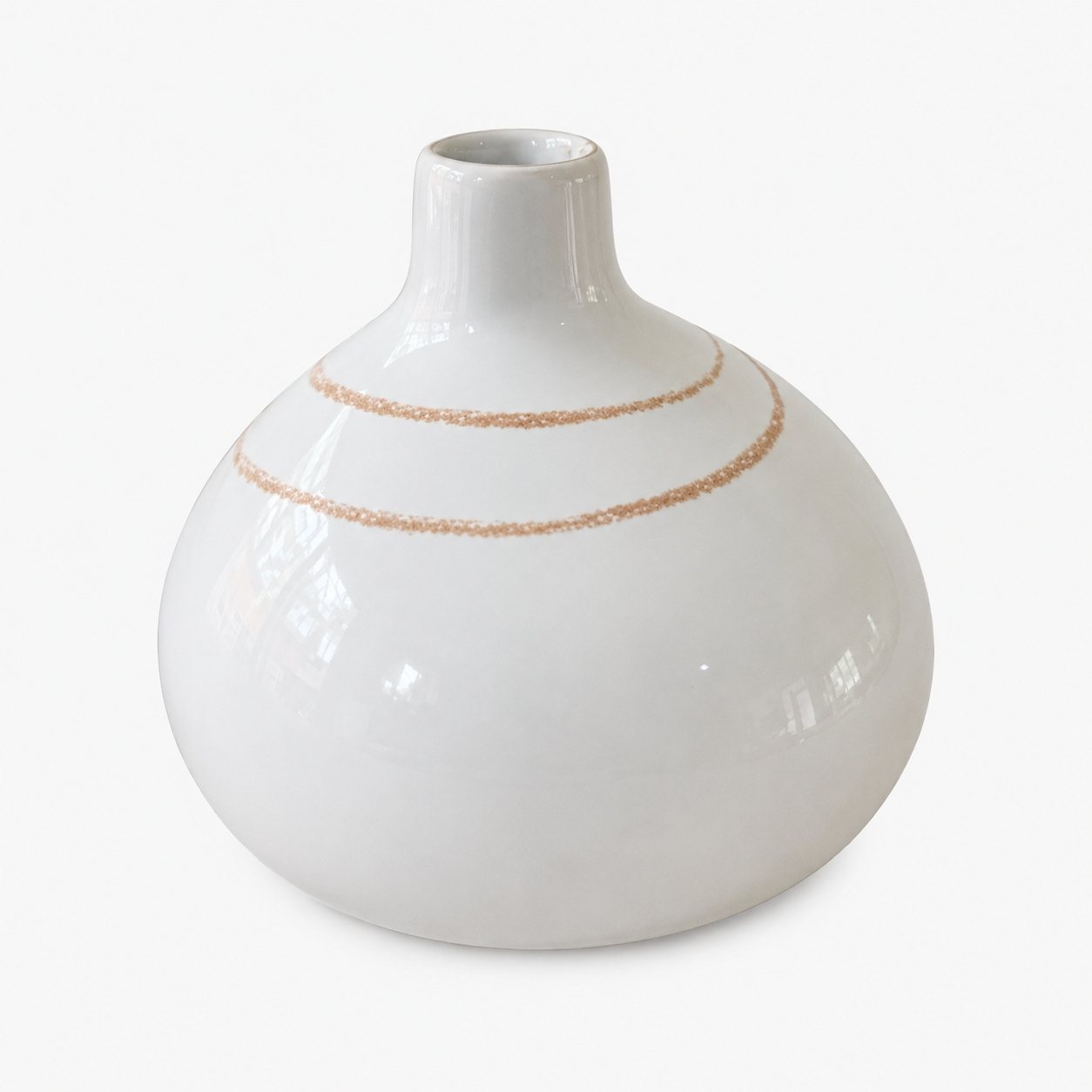 SMALL WHT/BRWN Stripe Ceramic Vase