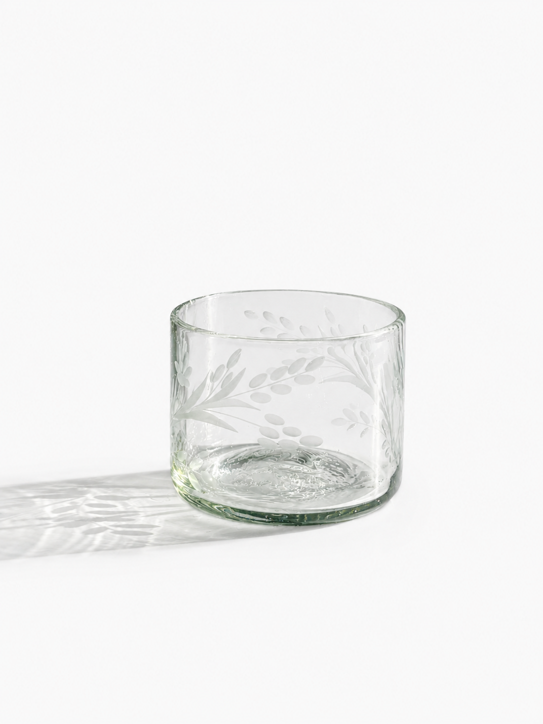 Hand-Etched Short Glass
