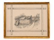 Vintage Drawing in Gold Frame I