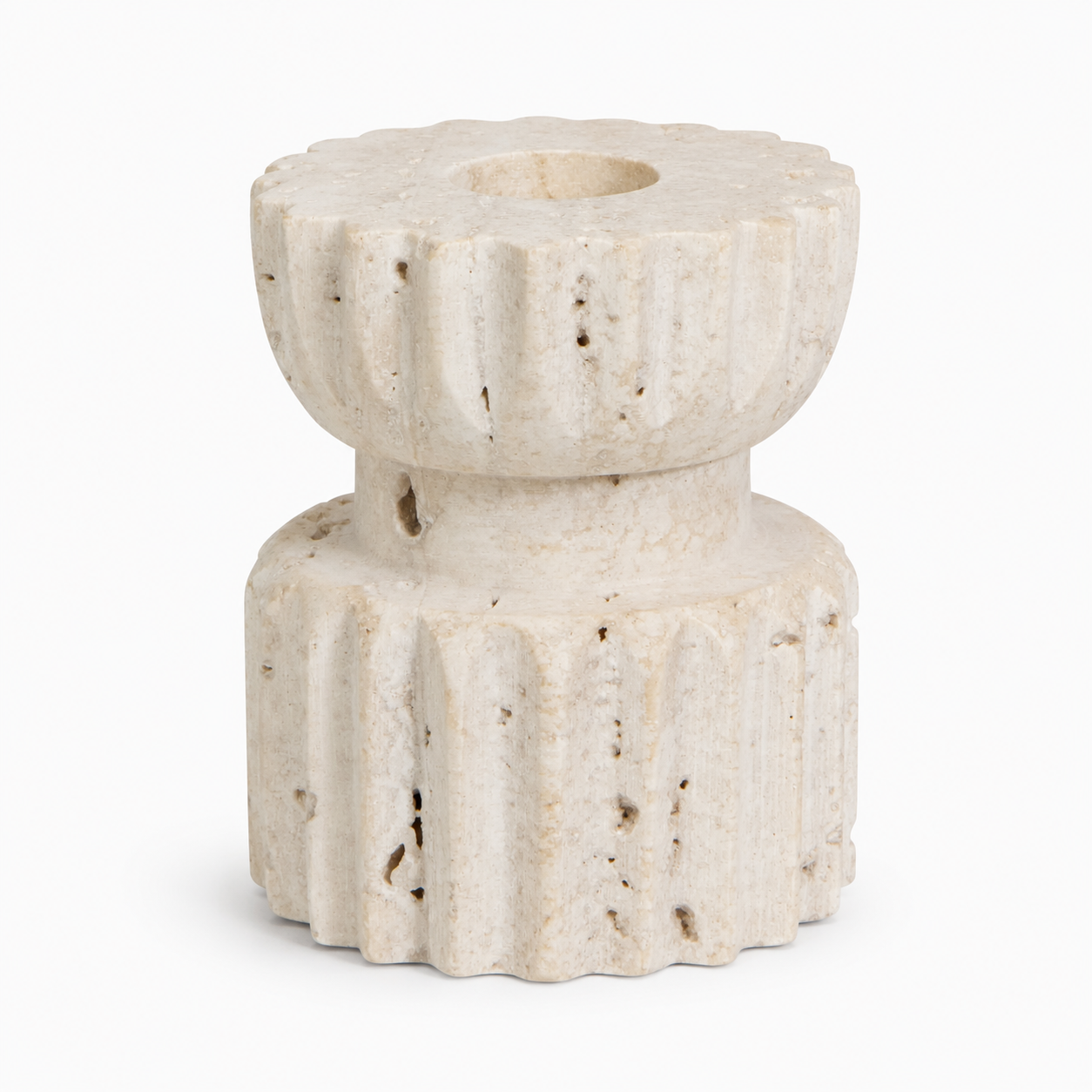 Iona Travertine Candle Holder Short