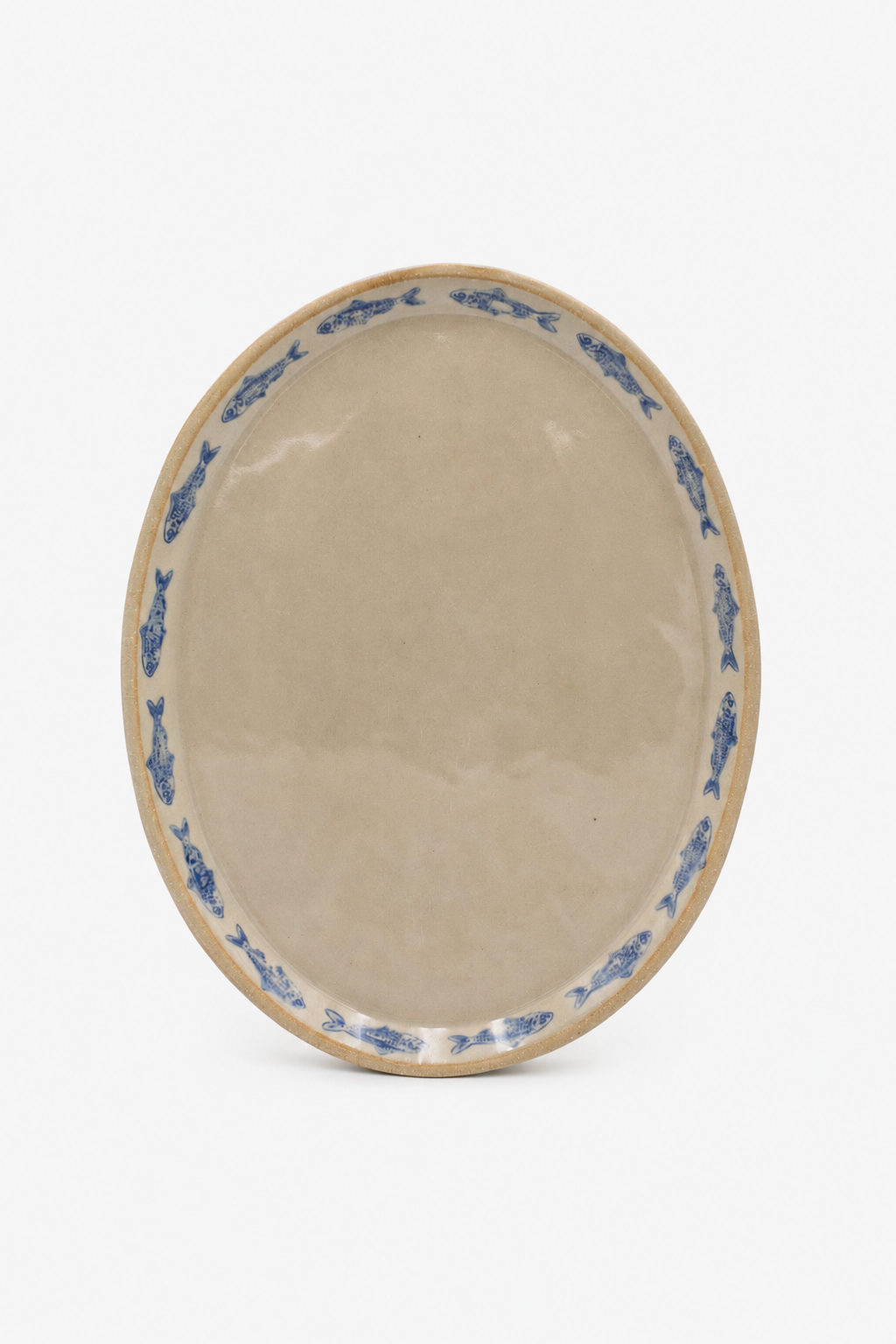 Blue Sardine Stamped Ceramic Platter