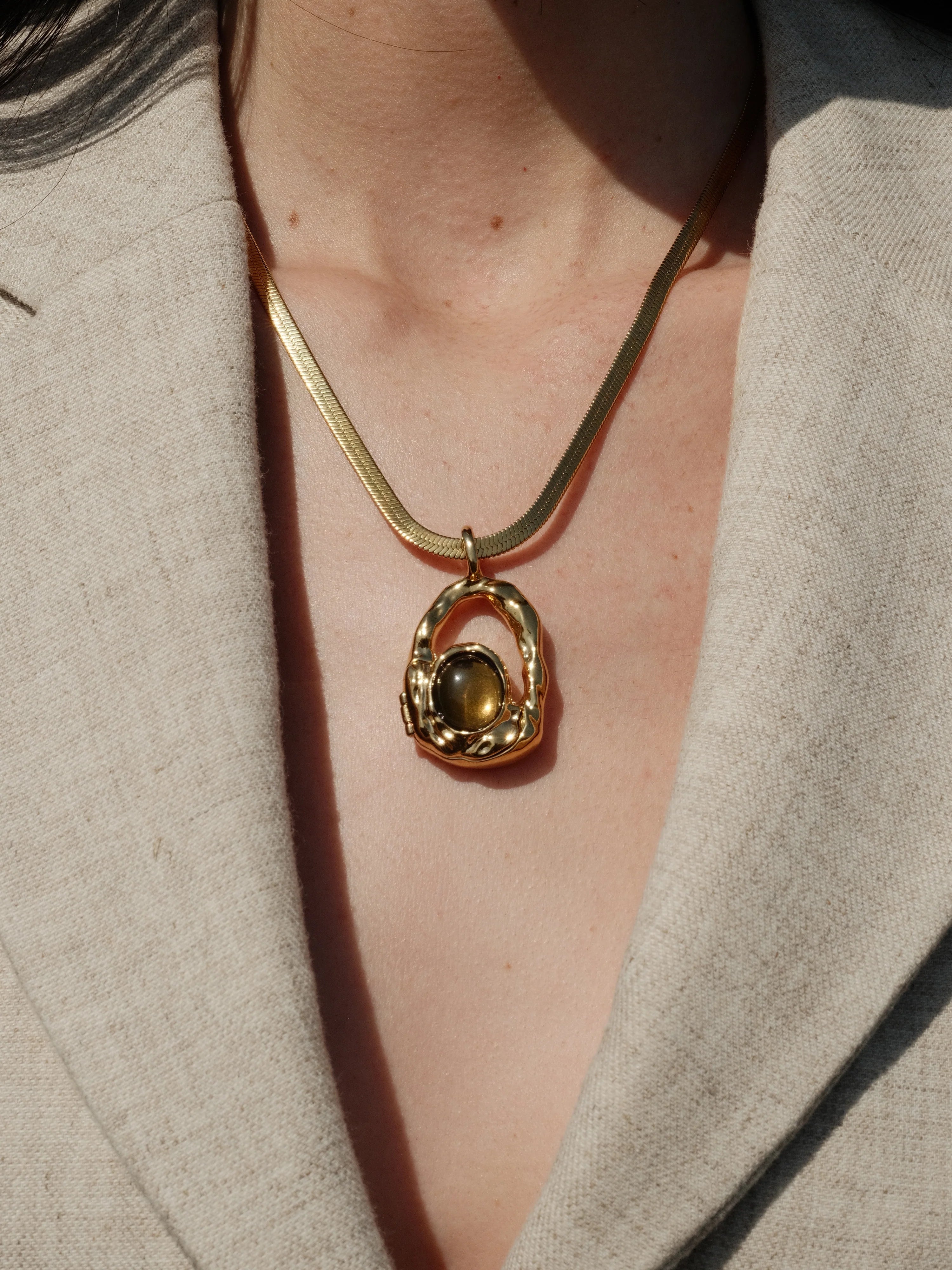 Malibu Locket Necklace Gold