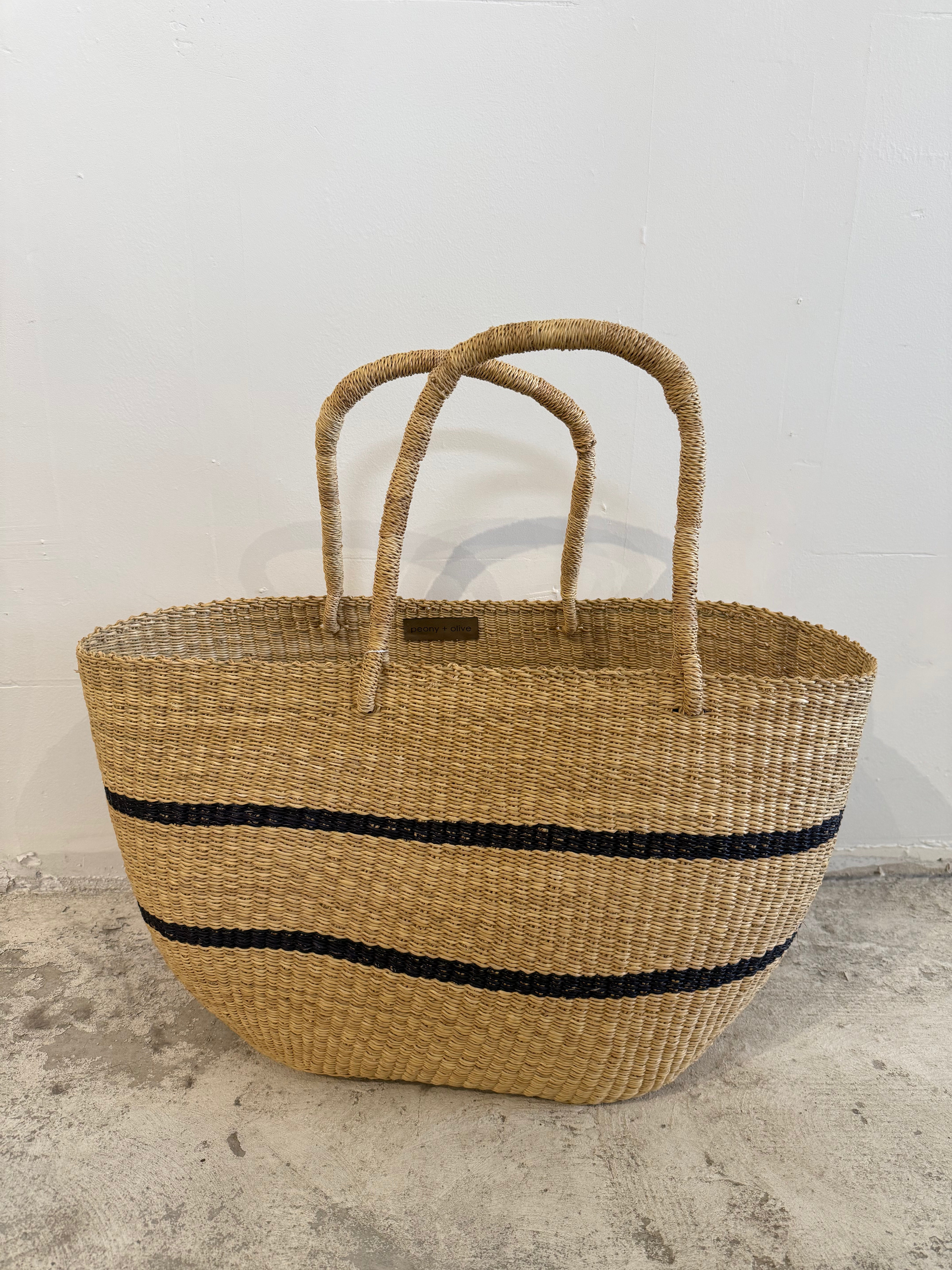 Striped Woven Tote