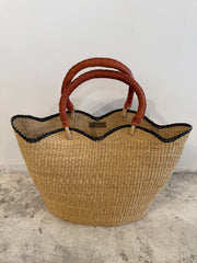 Scalloped Woven Tote