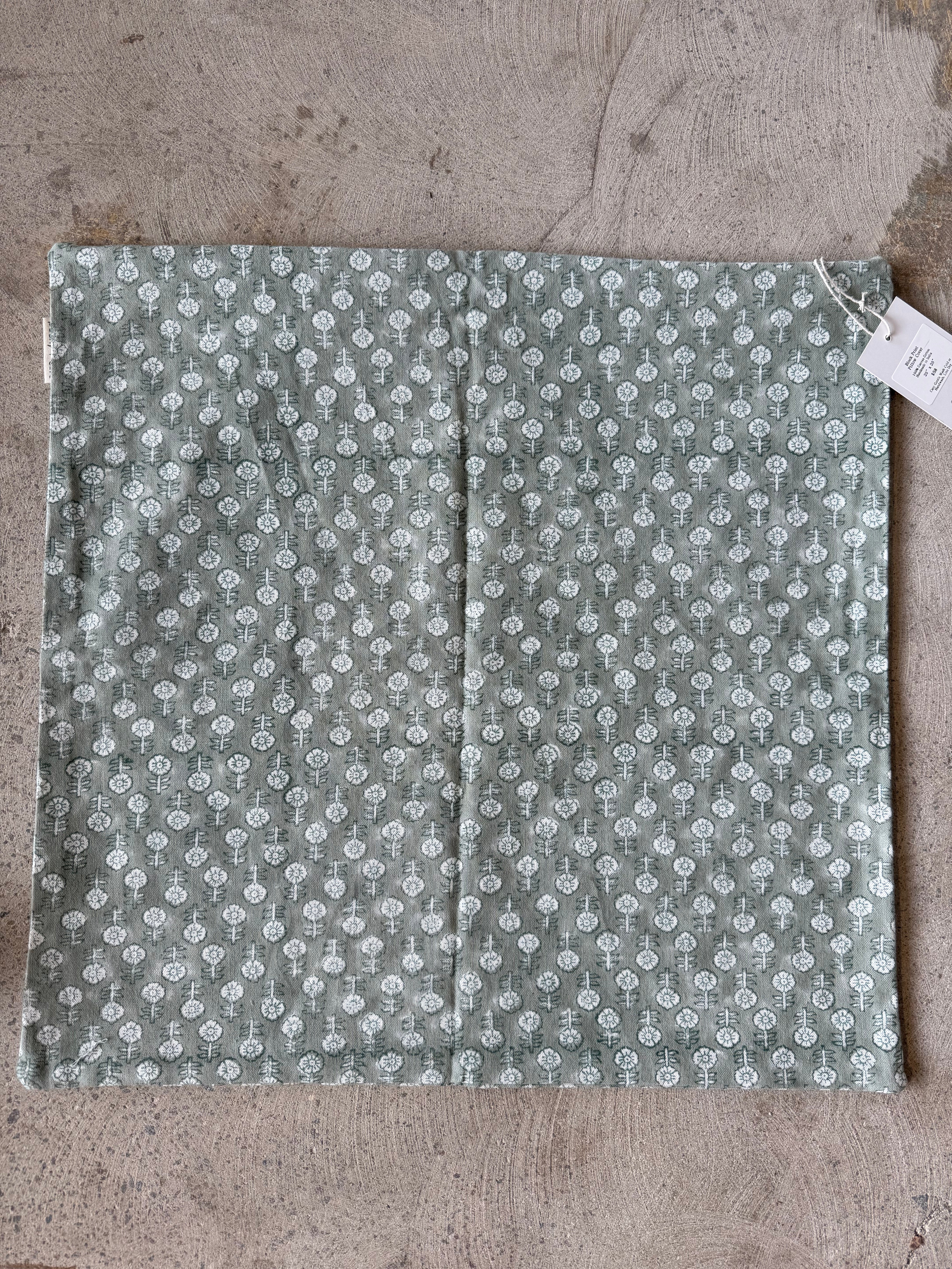 Green Block Print Pillow Cover