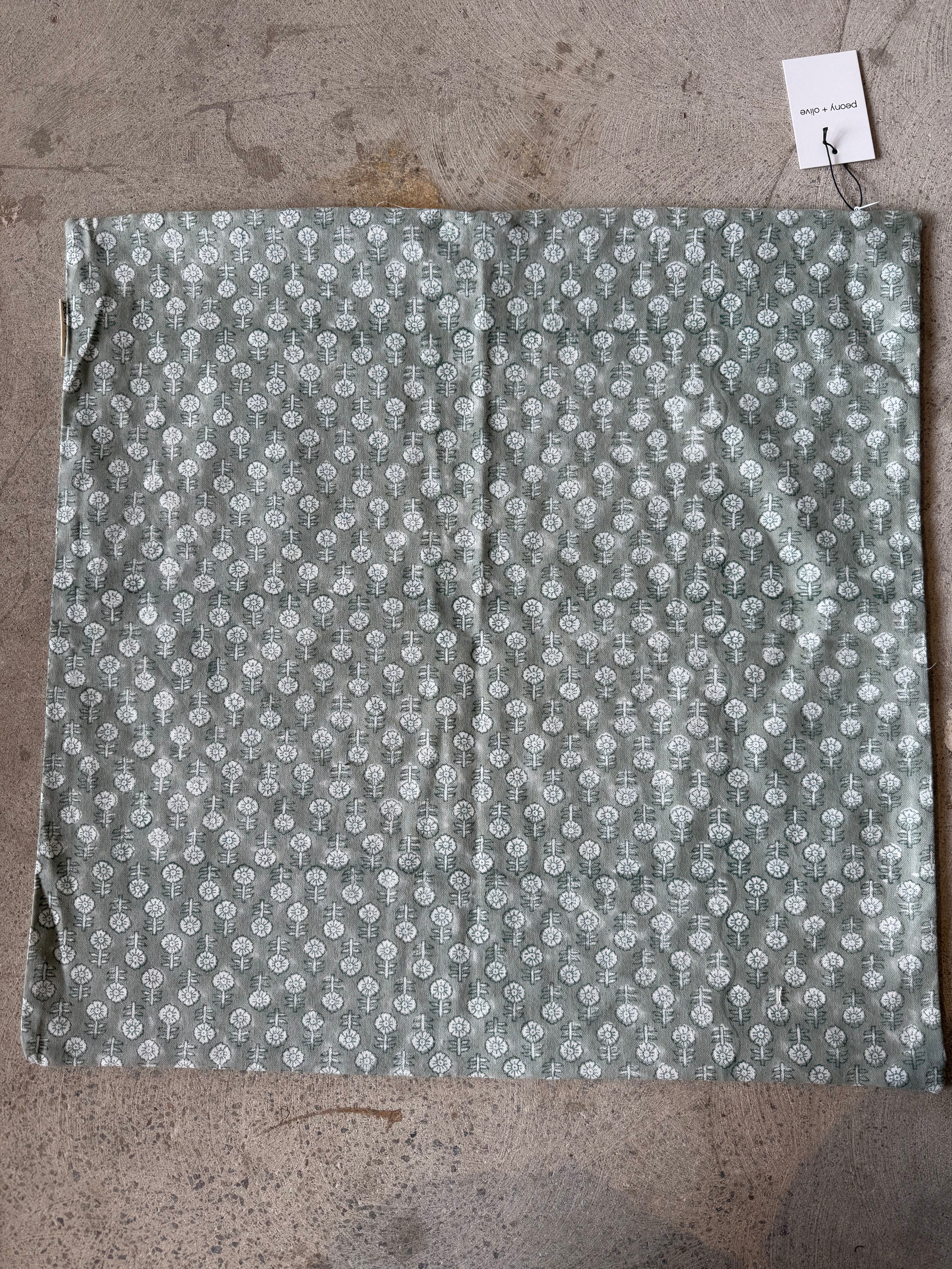 Green Block Print Pillow Cover