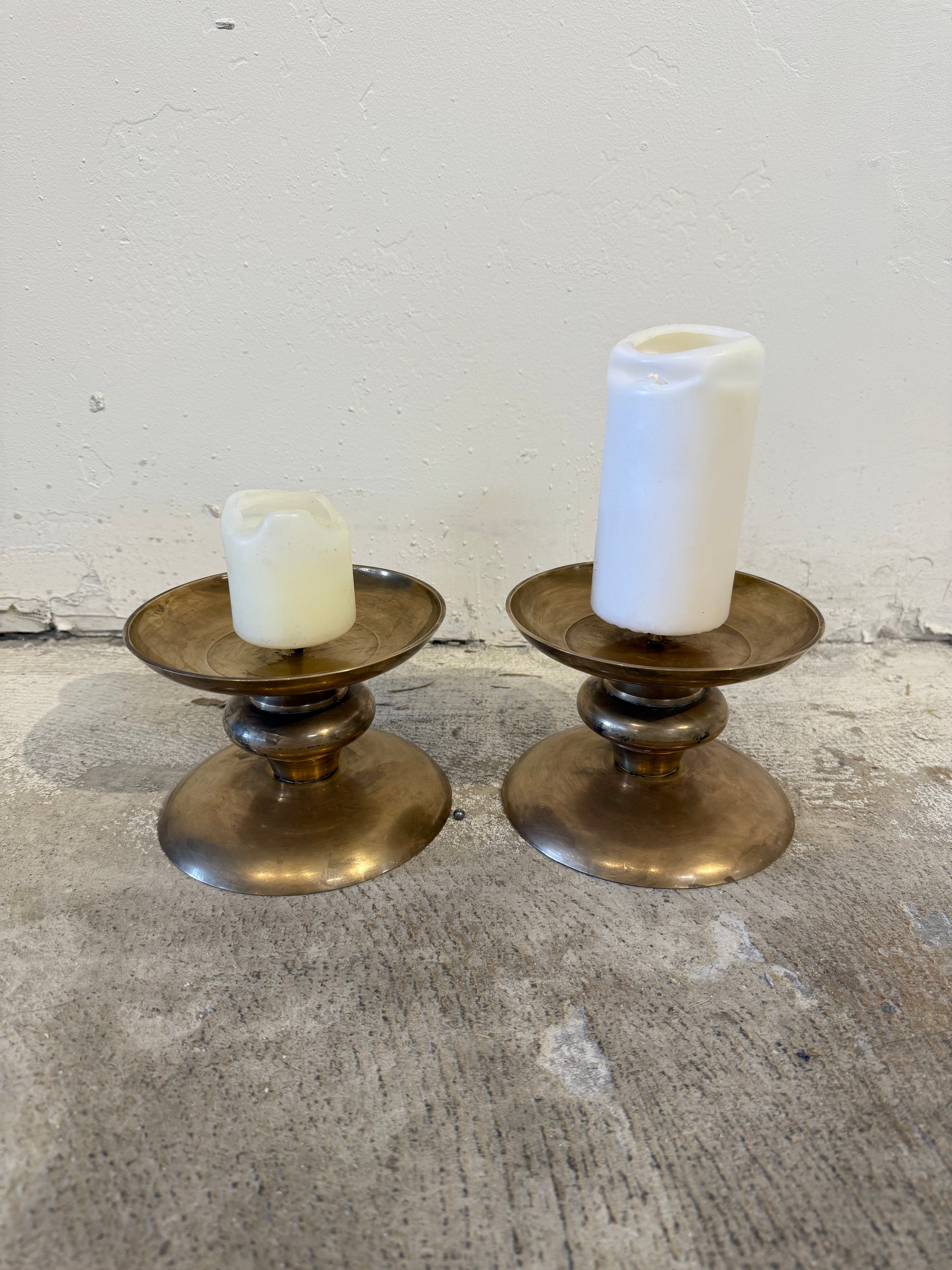 Short Brass Candle Holders