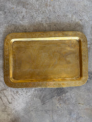 Vintage Brass Etched Tray