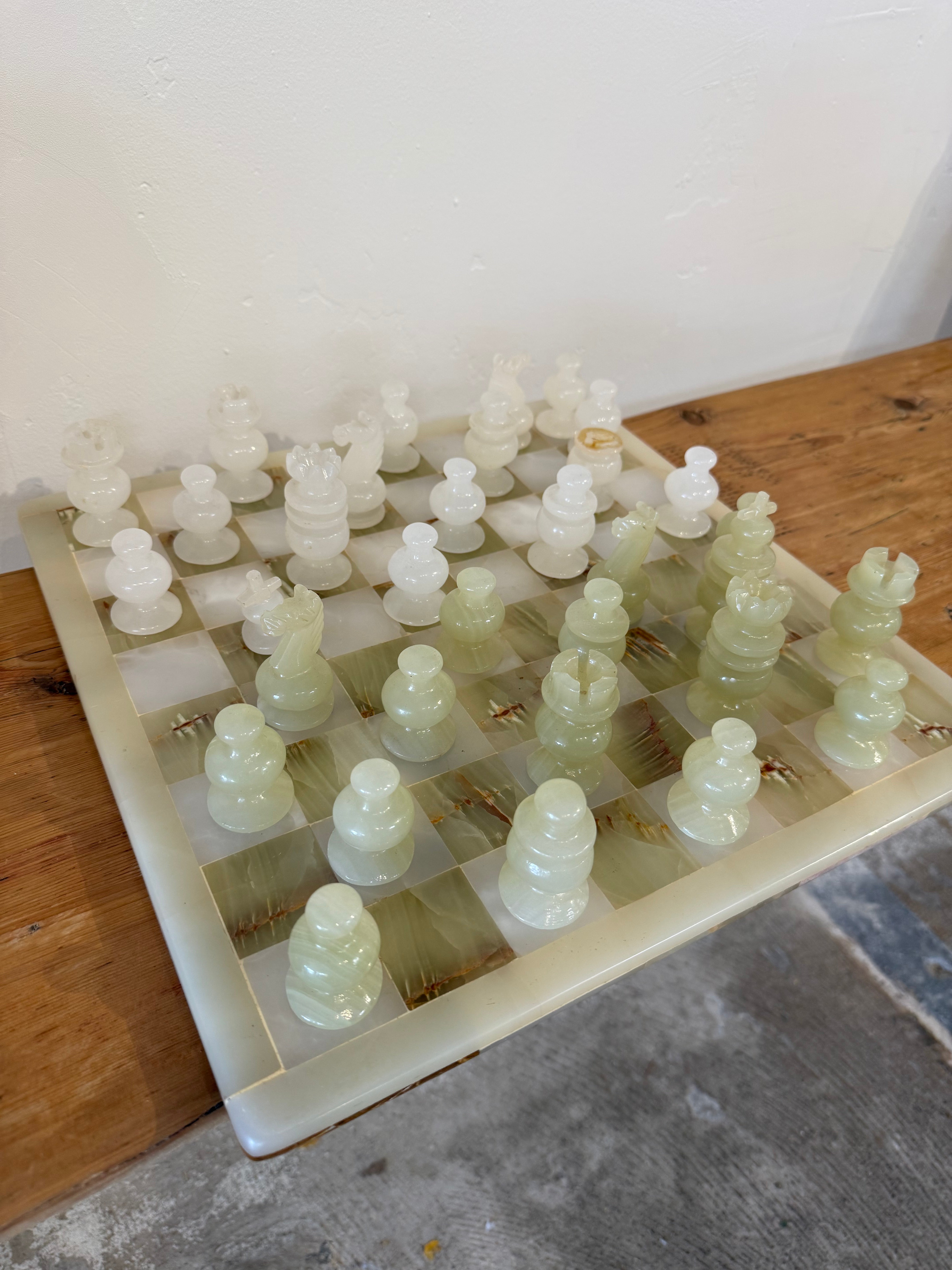 Green Onyx Chess Set