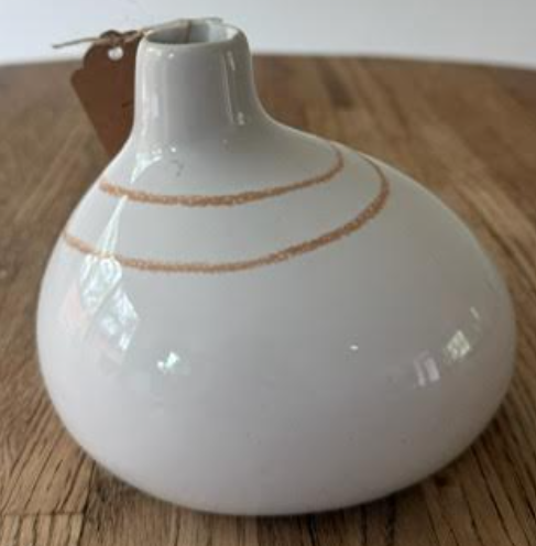 SMALL WHT/BRWN Stripe Ceramic Vase
