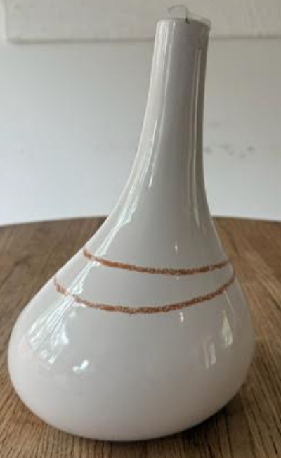 Medium Wht/Brwn Stripe Ceramic Vase