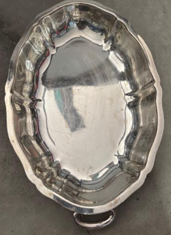 Oval Silver Tray with Handle
