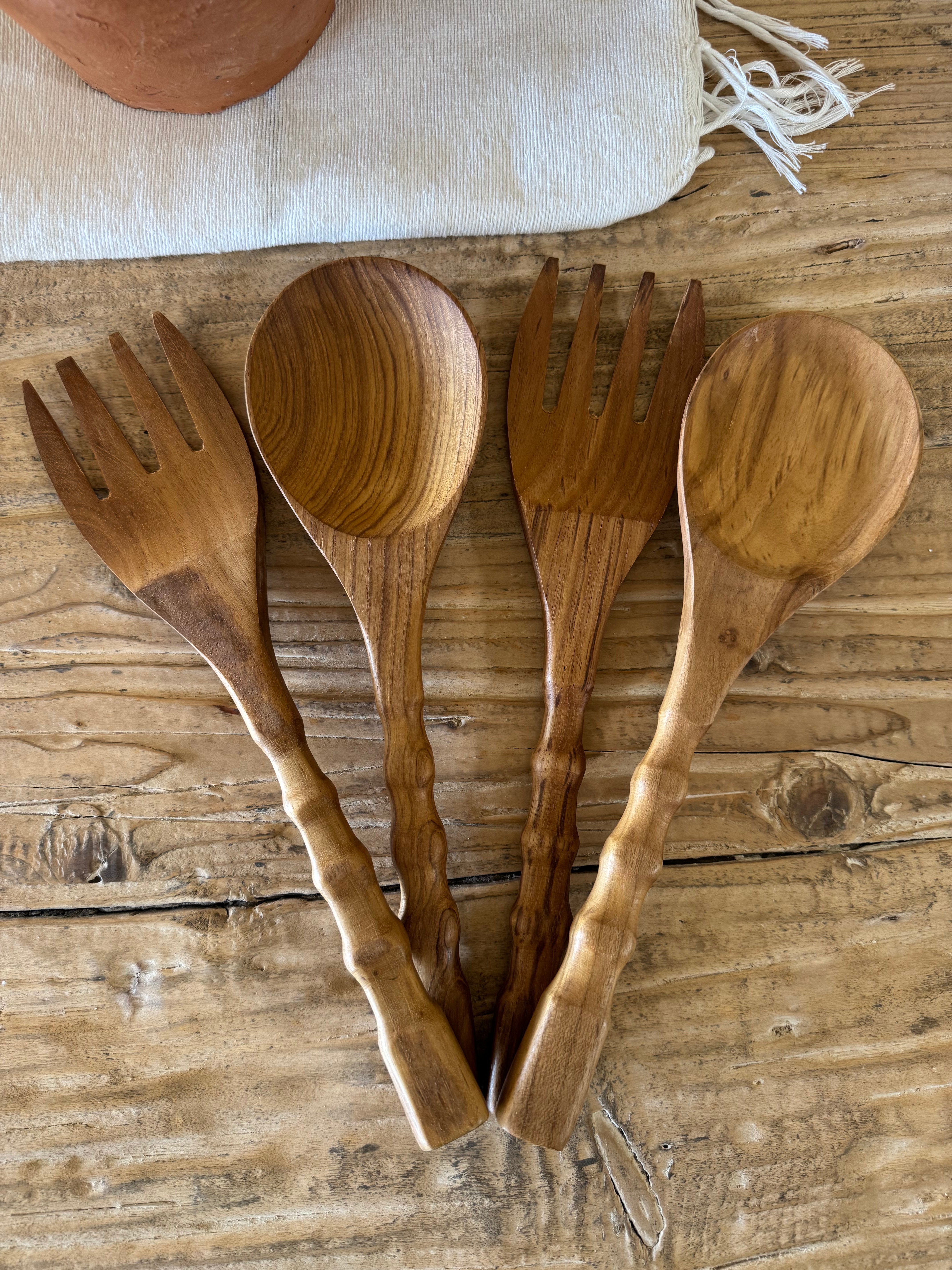 Wood Serving Spoon & Fork