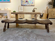 Wood Carved Wave Bench
